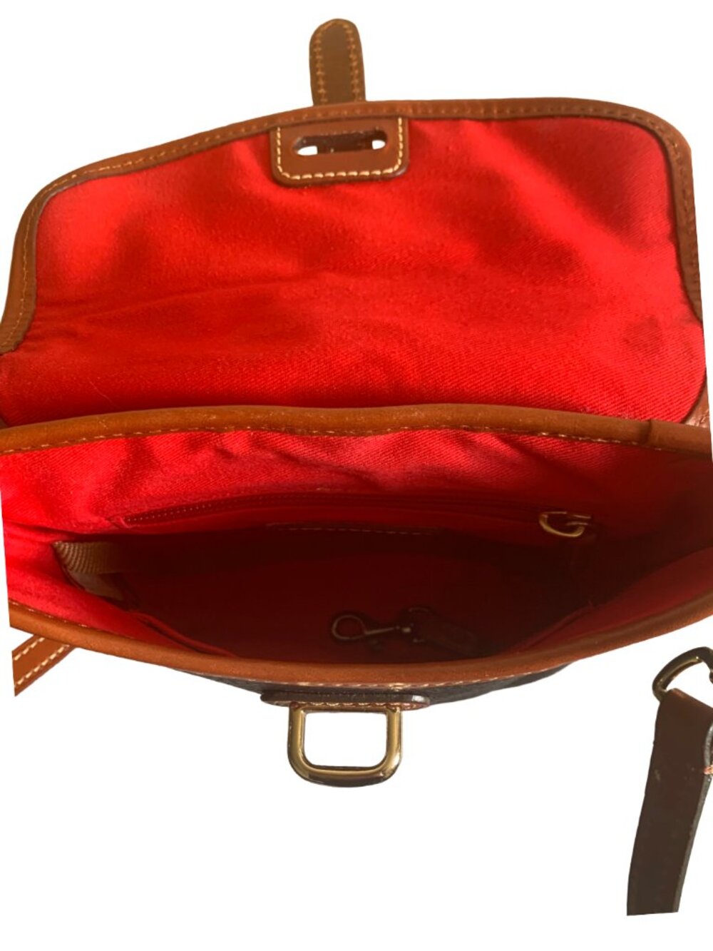 DOONEY & BOURKE Navy Blue & Brown Holly Pebble Grain Leather Crossbody Bag - Picture 8 of 8